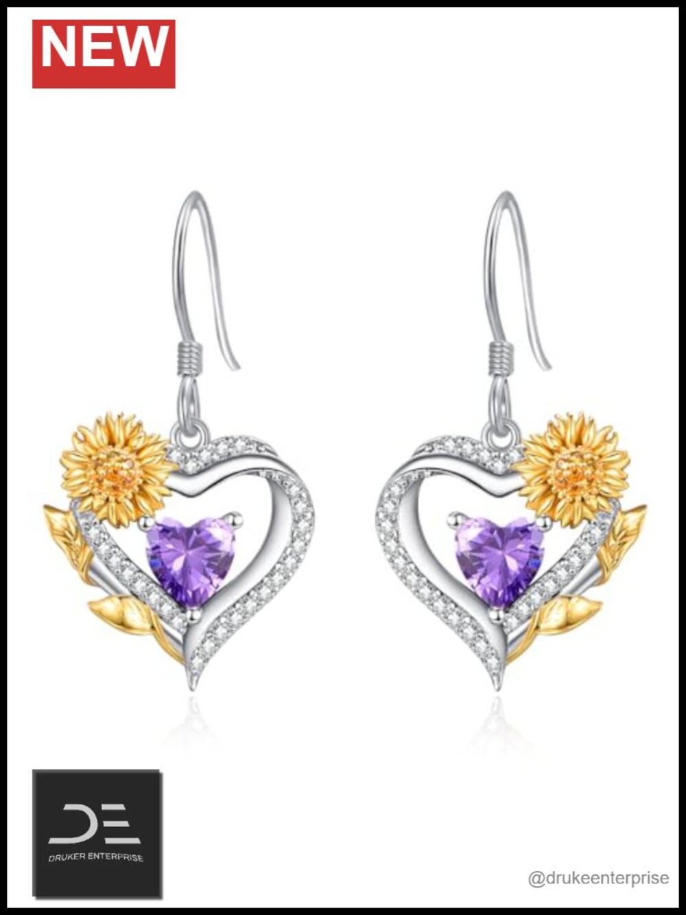 925 Sterling Silver Sunflower Drop Earrings for Women Birthstone Jewelry Gift